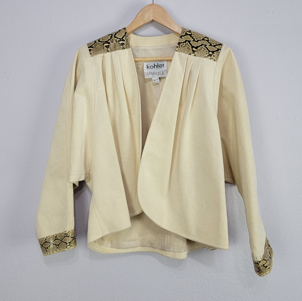 Vintage Kohler UltraSuede Snakeskin Trim Open Jacket Size 10 Union USA - Picture 9 of 15